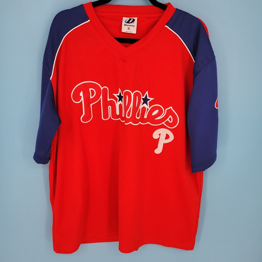 Vintage Phillies Jersey Dynasty Series Pullover Red White sewn XL 90s MLB